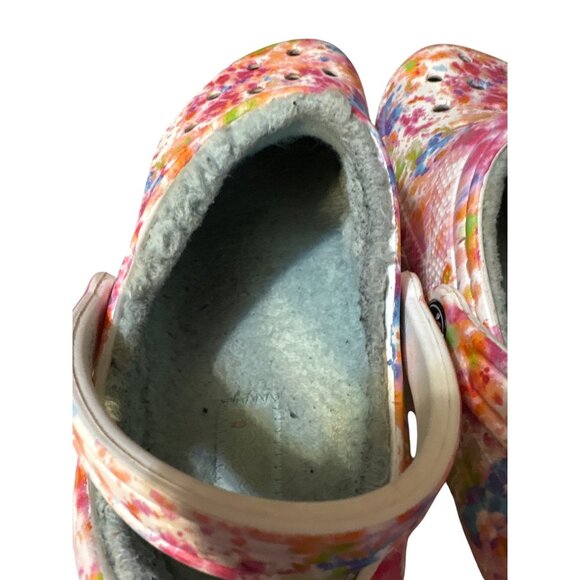 Crocs Classic Lined Clog Tie-Dye Multi-Color Fleece-Lined Slip-On Shoes Size W9 - Picture 5 of 8
